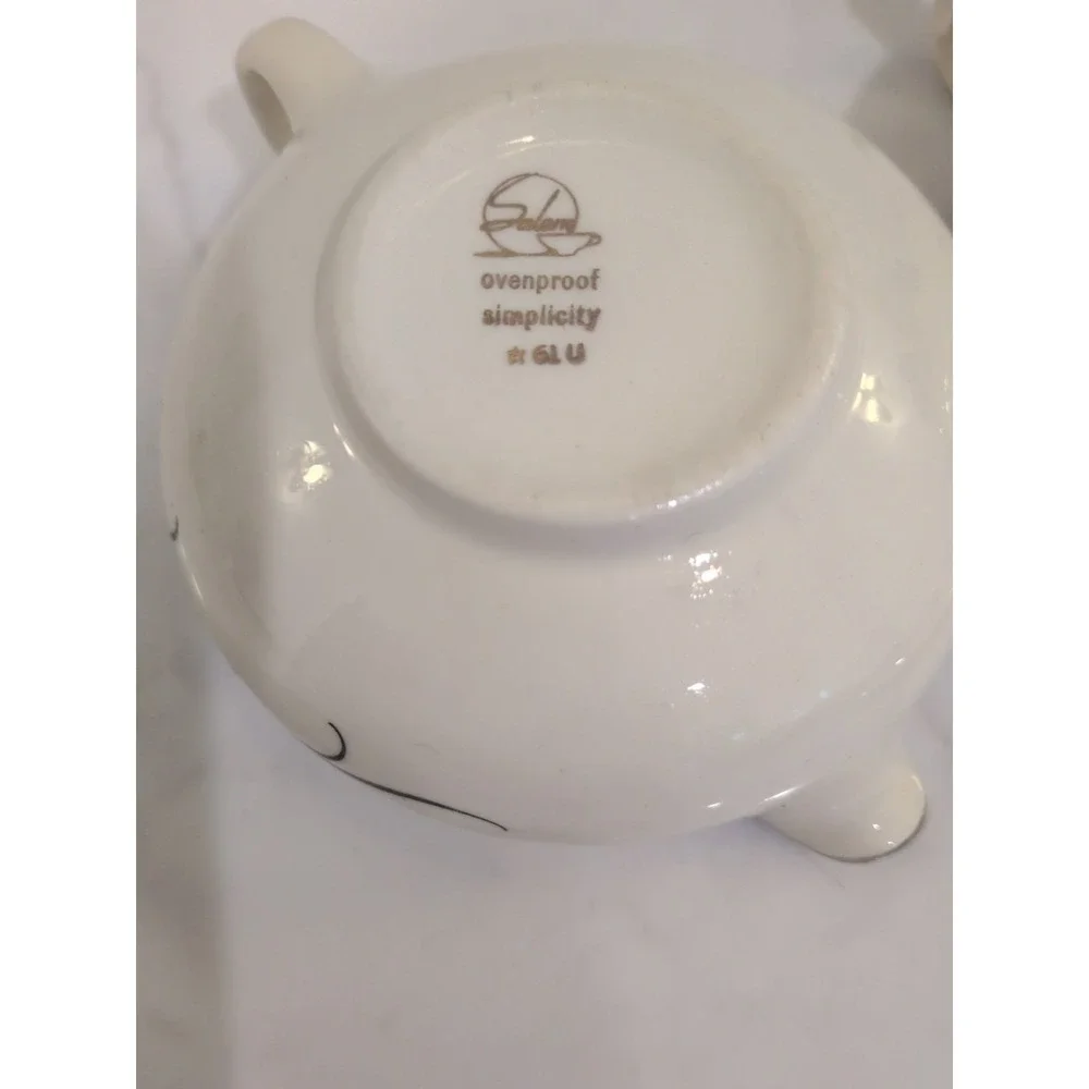 Salem Simplicity Turquoise Mid Century Modern Cream & Sugar Set Ovenproof 61U - Picture 7 of 13